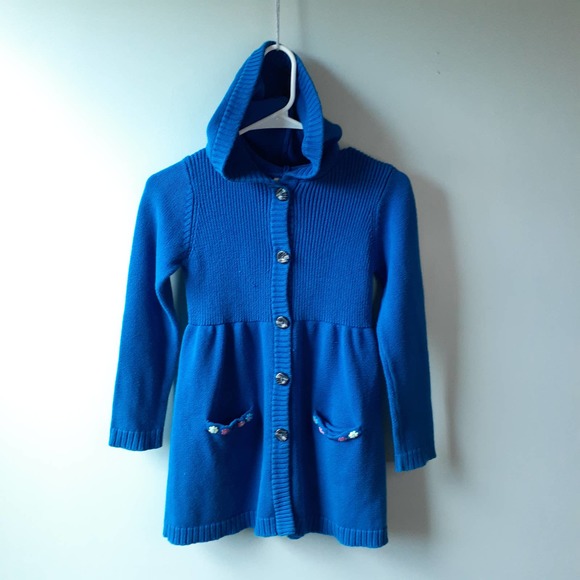 Hanna Andersson Blue Hooded Cardigan Sweater